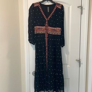 Anthropologie Flowy Embroidered Dress